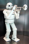 Robot blowing trump