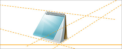 Icon drawn in two-point perspective