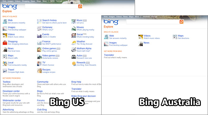 Bing comparison
