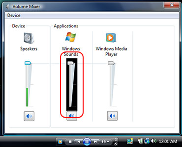 Sound mixer in Windows Vista