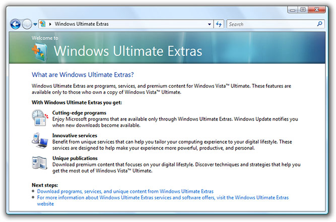 Windows Ultimate Extras