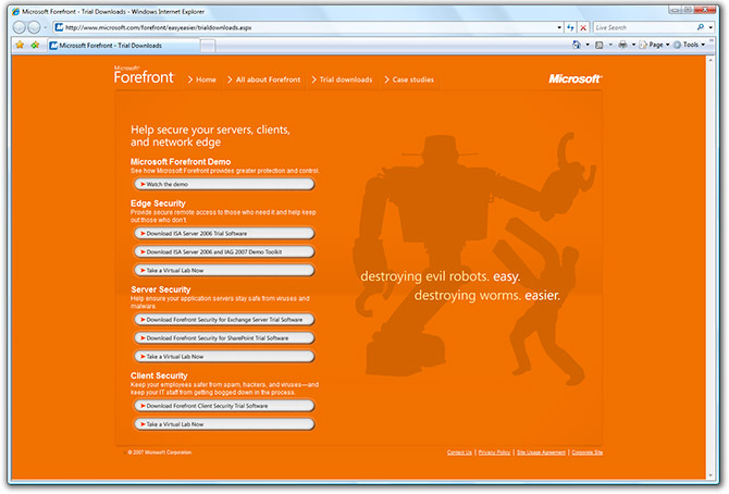 Microsoft Forefront website