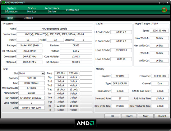 AMD OverDrive tool