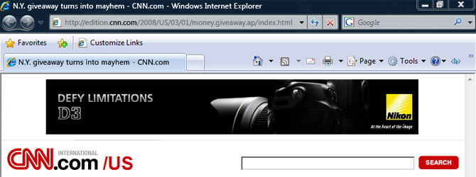 Internet Explorer 8 toolbar