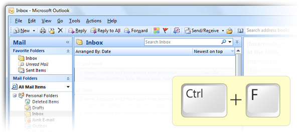 Outlook 2010 CTRL+F Outlook 2010 CTRL+F